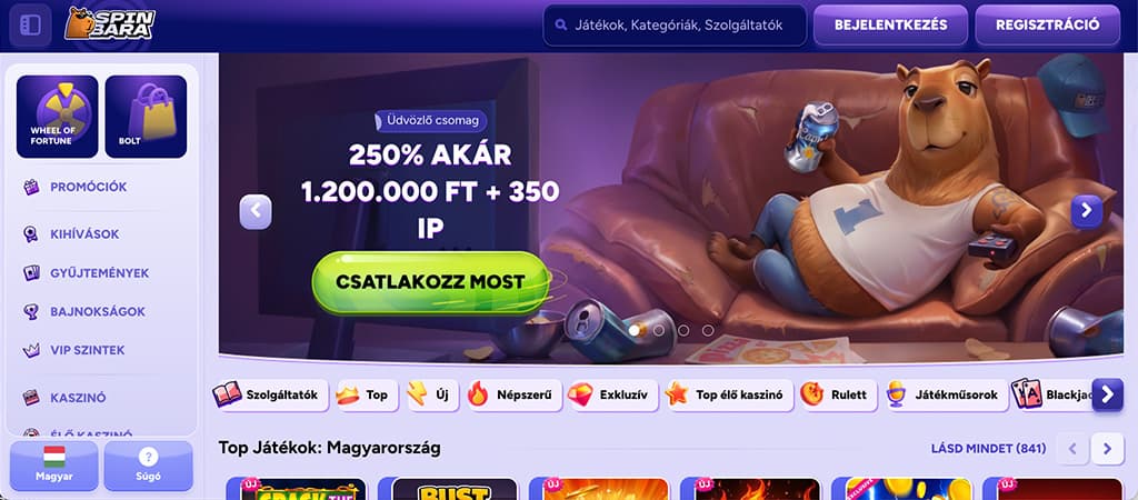 Spinbara Casino, online casino, üdvözlő bónusz