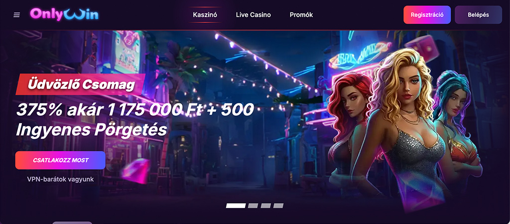 OnlyWin Casino, online kaszinók, bónuszok