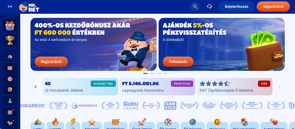 Mr.Bet casino, üdvözlő bónuszcsomag, welcome offer