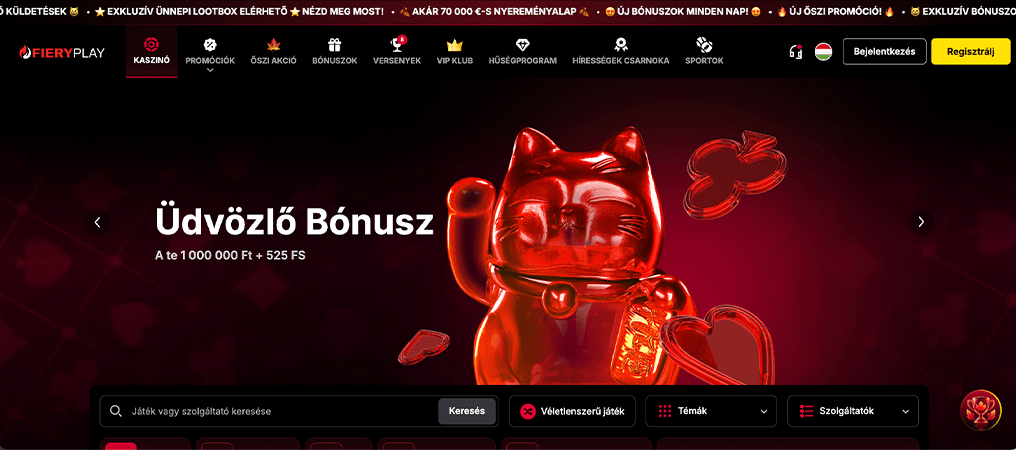 FieryPlay Casino, online kaszinó, mobil casino