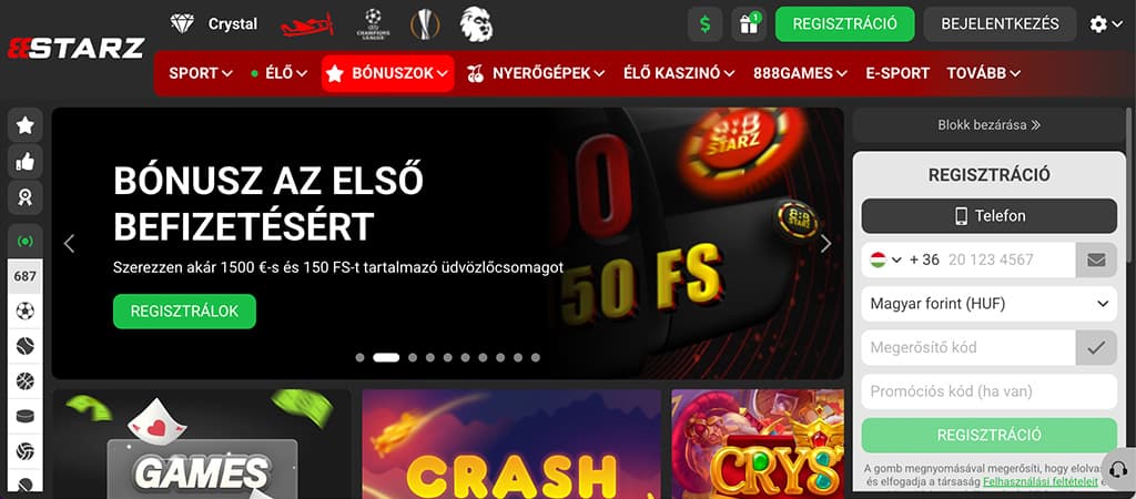 888STARZ Casino, online casino, bónusz