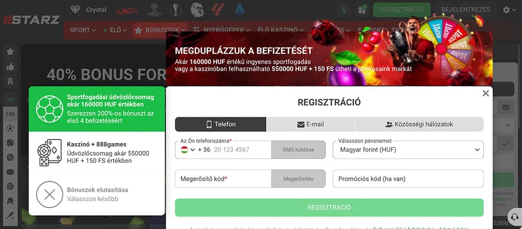 Regisztrálj gyorsan és egyszerűen a 888STARZ Casino oldalára