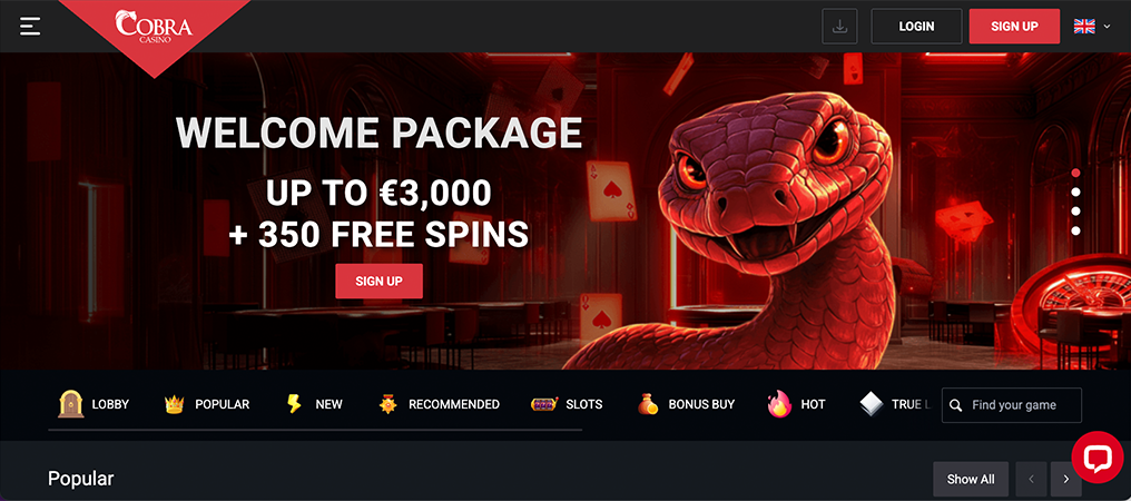 Cobra Casino online kaszinó üdvözlő bónusz
