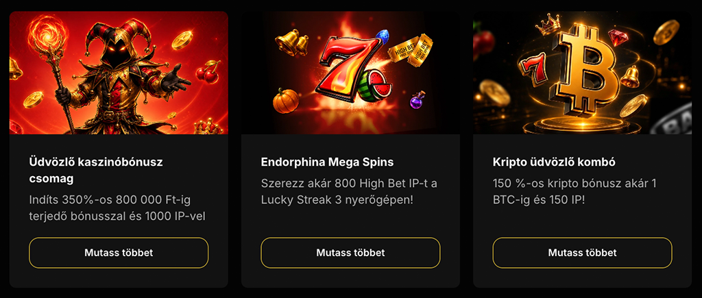 BetBluff kaszinó üdvözlő bónuszok, promóciók és VIP-program